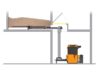 Eine technische Zeichnung von einer Holzhackschnitzel- / Pelletheizung UTSD mit Austragung mit Fallrohr, welche den Brennstoff vom Lagerraum zur Heizung befördert.