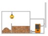 Eine technische Zeichnung von einer Brenn­stoff-Kran­an­la­ge, welche den Brennstoff bis zur Versorgung der Holzfeuerungsanlage transportiert.
